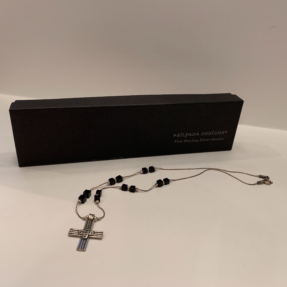 Silpada N1177 Silver & Black Onyx Cross Necklace